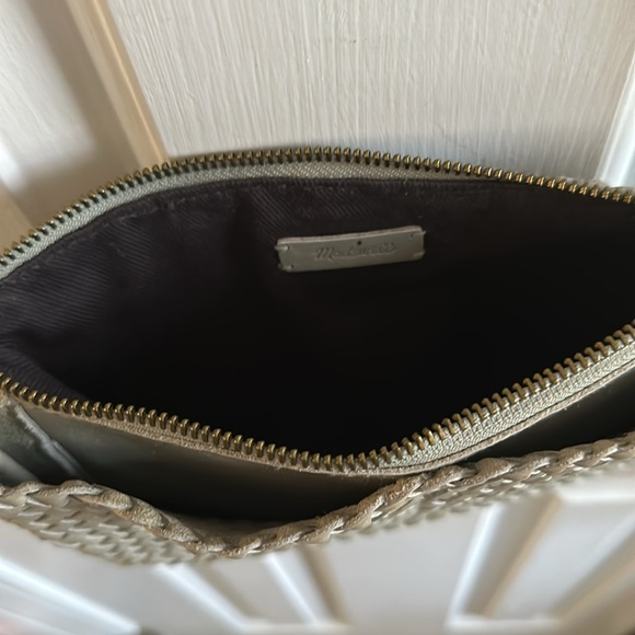 100% Leather Madewell Sage Green The Knotted Woven Crossbody Purse Bag - Picture 7 of 8